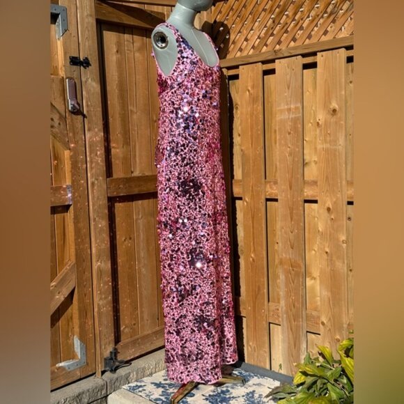 🆕 SIMKHAI 🧿 NWOT Bex Sequined Embellished Maxi Dress, Sorbet Pink - Sz US 12 - Picture 10 of 16